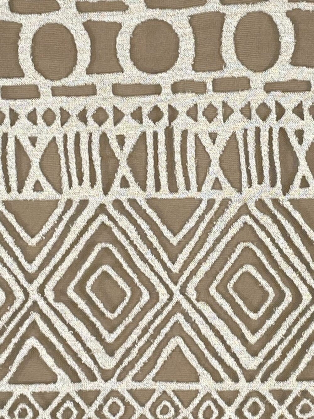 Chico's Size 4 XXL Geometric Lace Trim Tunic Blouse Taupe Ivory Boho 20/22 - Picture 7 of 12